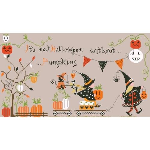 Halloween with pumpkin cross stitch kit design cotton silk thread 18ct 14ct 11ct linen flaxen canvas embroidery DIY needlework