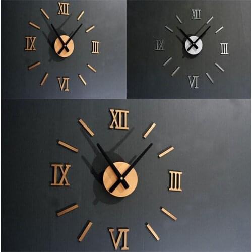 High Quality Large Size Acrylic 3D Mirror Wall Clock Brief DIY Still Life Clocks Modern Home Decoration Living Room Stickers