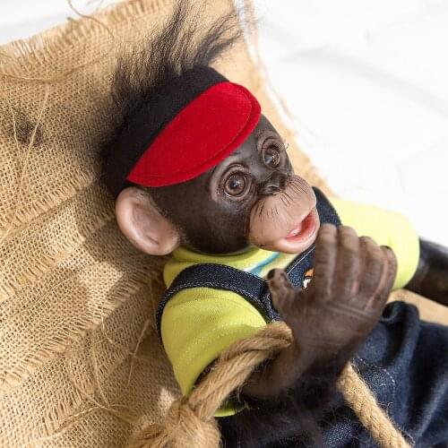 New 40cm handmade detailed paint Bebe reborn Monkey doll newborn realistic apes collectible art high quality black skin