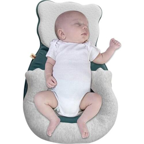 Cartoon Baby Head Shaping Pillow Portable Baby Cribs Anti Roll Memory Foam Sleeping Cushion Household Infants Sleep Care Props