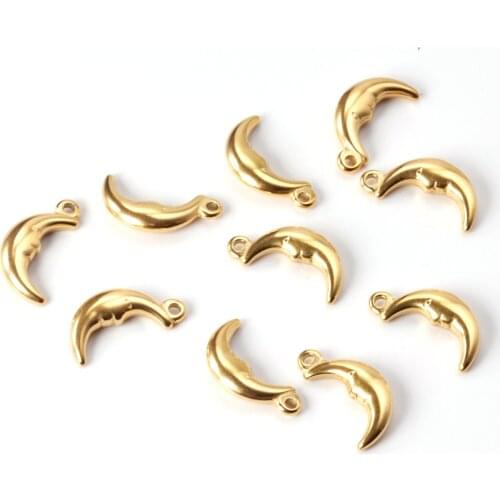ASON 10pcs/lots Moon Baby Pendant Moon Charm Stainless steel Gold Silver Color For Necklace Bracelet DIY Handmade Jewelry Making