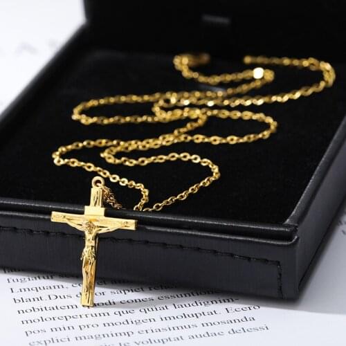 Religious Jesus Cross Necklace for Men Women 2021 New Fashion lessing Cross Pendent with Chain Necklace Jewelry Gifts for Men