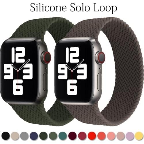 Solo Loop For Apple watch band 44mm 40mm 38mm 42mm Elastic Braided Texture Silicone belt bracelet iWatch band 6 5 4 3 se strap