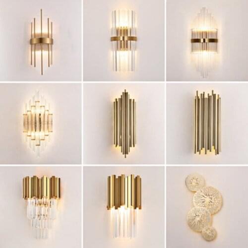 Modern crystal wall lamp gold sconce lights AC110V 220V fashion luxury lustre living room bedroom light fixtures