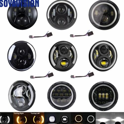Universal 7" Led Car Motorcycle Headlight H4 Phare Farol Moto Headlamp Head Light For BMW Softail Cafe Racer Chopper Honda