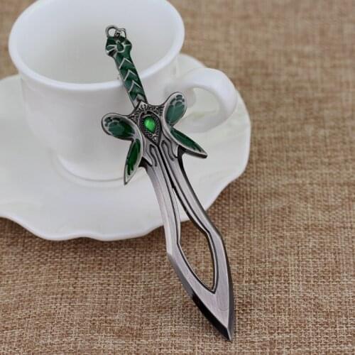 Vintage Game Dota 2 Sword Necklace Vintage Metal Alloy Butterfly Sword Statement Necklace for Women Man Most Popular Jewelry