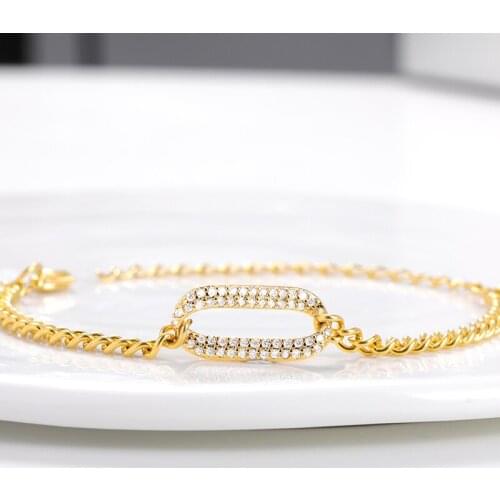 Vintage Zircon Geometry Riding Whip Chain Bracelet For Cuban Punk Men Women Exaggerated Metal Jewelry Round Shiny Full Crystal