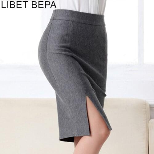 New 2021 Autumn Winter Women Skirt Office Ladies Vintage Spilt Fashion Package Hip Bodycon Solid High Waist Midi Skirt SP5602
