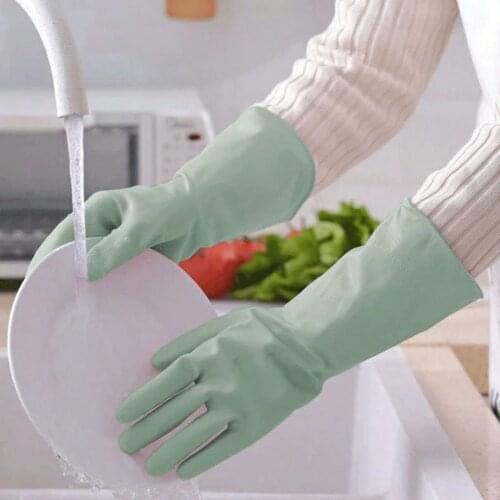 Hot 1 Pair Portable Dishwashing Gloves Waterproof Durable Gloves For Household Chores Scrubber 3 Color Random