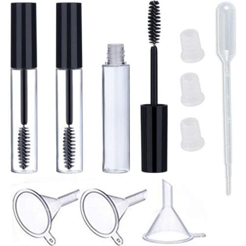 10pcs 10ml Empty Mascara Tube Wand Eyelash Cream Container Mascara Bottle Wholesale with Rubber Inserts Funnels Pipettes