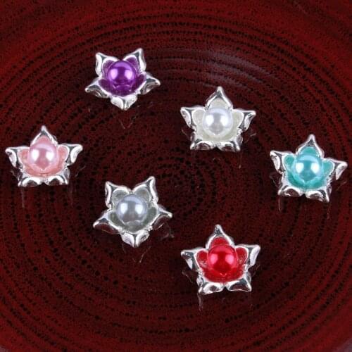 10PCS 20mm Cute Super Shiny Pearl Beads for Flower Center Flatback Rhinestone Decorative Flower Buttons for Hair Accessories