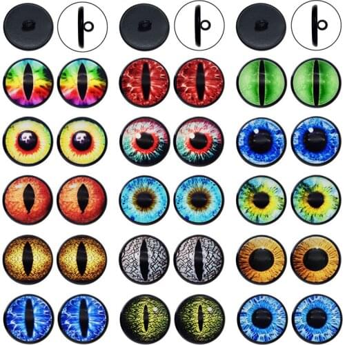 10PCS Round Glass Animal Dragon Cat Eye Cameo Cabochon Buttons Eyeballs For Craft Doll Making Sewing Accessory