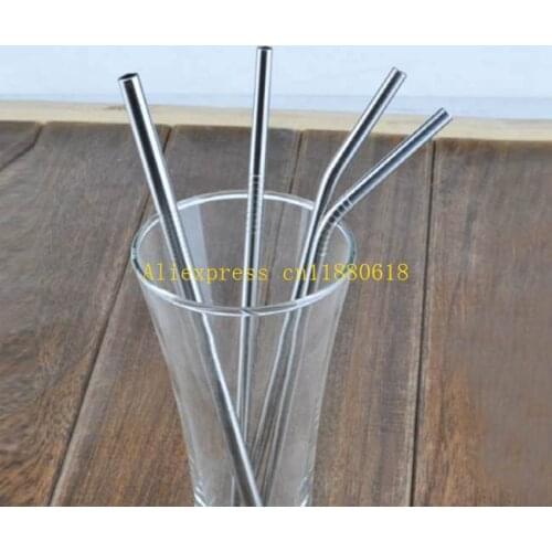 100pcs/lot 6x215mm Stainless Steel Straw drinking straw bend & straight drinking straw 8.5" beer straw For 20 oz cup