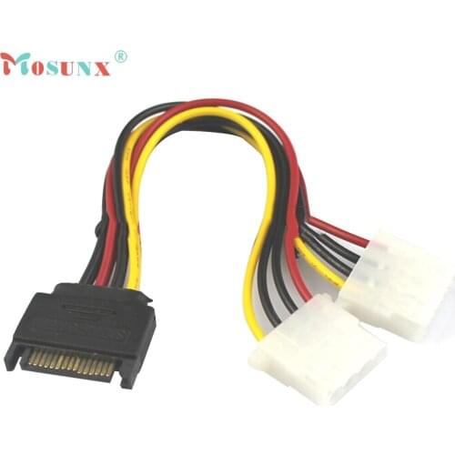 15 Pin SATA Male to 2 Female 4 Pin Molex Female IDE HDD Power Hard Drive Cable_KXL0220