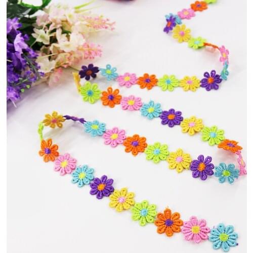 2.5cmx1yard) Handmade DIY Accessories Embroidery Water Soluble Applique Flower Lace Ribbon Festival Party Events Flower Strips