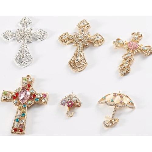 20pcs/lot, rhinestone button,cross shape and umbrella stand,silver or gold plating,flat back for DIY craft scrapbook