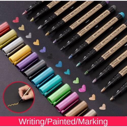 3/6/8/12Pcs Metallic Color Pens Drawing Painting Marker Pens for Black Paper Art Supplies Marker Pen Stationery Material Escolar