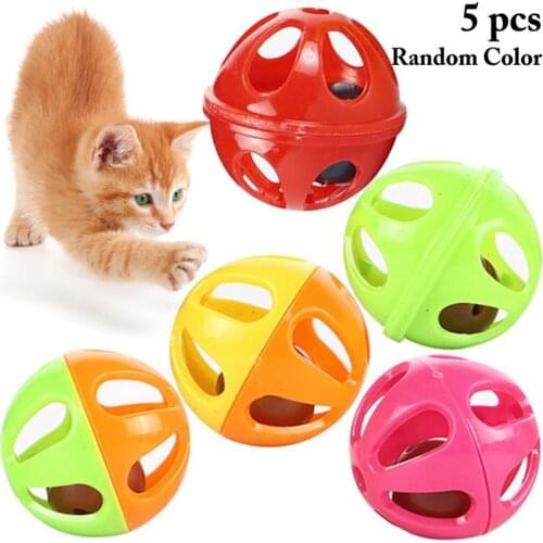 5PCS Cat Toys Interactive Hollow Ball Kitten Toys Lightweight Cat Play Ball Kitten Bell Ball Juguetes Para Gatos Cat Supplies