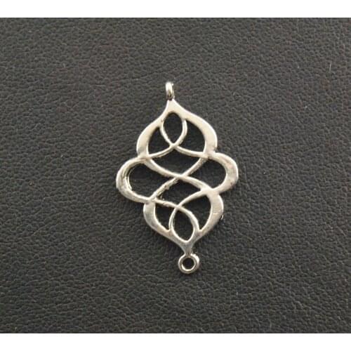 50pcs 18x28mm Silver Color Alloy Chinese Knot Charms Connector Pendants Link DIY Handmade Accessorie
