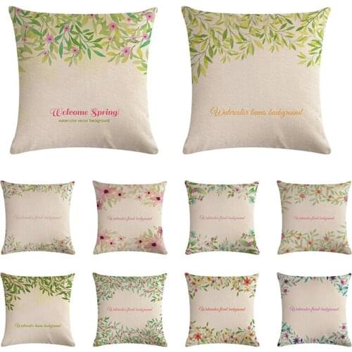 Watercolor Floral Background Pillow Home Welcome Spring Cushions Cushion Custom Pillowcase Decorative House Pillow Cover ZY827
