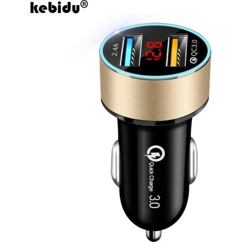 Kebidu LCD Display 12-24V Cigarette Socket Lighter Dual USB Car Charger QC3.0+2.4A Fast Charger Power USB Adapter Fast Charging