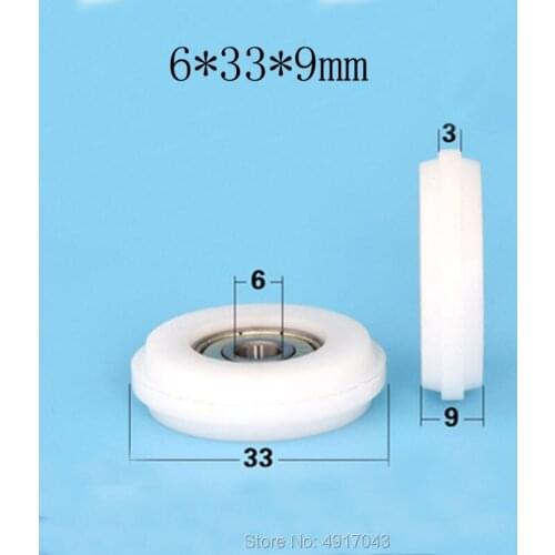 Free shipping 10 pcs Door and window sliding door cam POM POM plastic rolling wheel groove track cam nylon roller 6*33*9mm