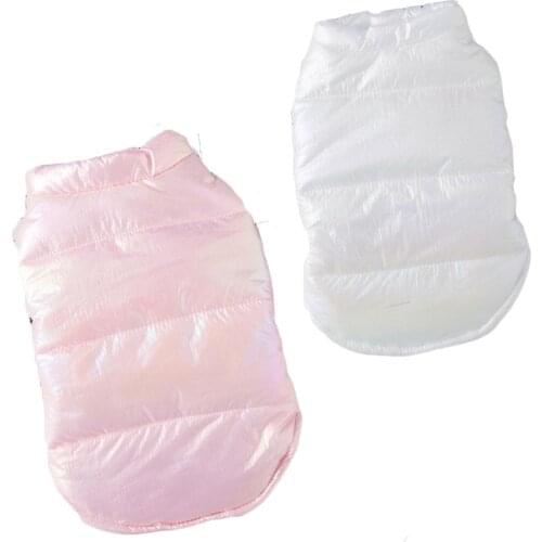 Glossy Dog Jacket Winter Super Lightweight White Pink Down Parkas Jacket Vest For Small Dogs Chihuahua Poodle Warm Coat Apparel