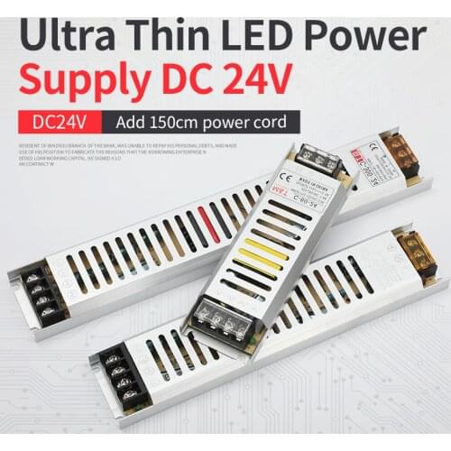 Ultra Thin Lighting Transformers DC 12v/24V LED Power Supply 60W 100W 150W 200W 300W 400W AC170V-240V Driver For LED Strips