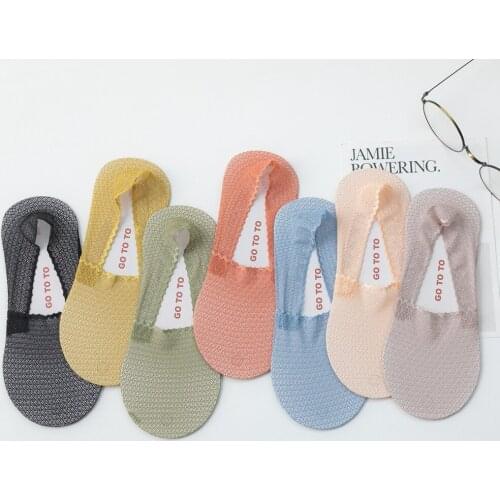 DOIAESKV NEW Summer Socks Women Girl Lace Boat Socks Transparent Invisible Japanese Lace Non-slip Socks Slippers Socks Sokken