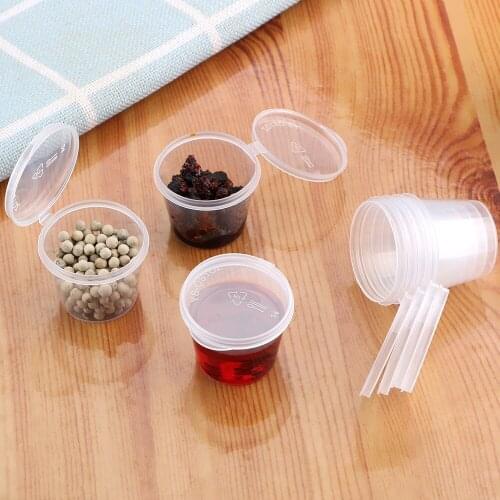 Food Small Sauce Container Box With Lids Plastic Clear Disposable Sauce Pot Chutney Chili Sauce Cups Kitchen Organizer 100Pcs