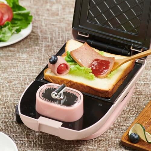 Electric Sandwich Maker Light Food Maker Multifunctional Waffle Maker Toaster Home Breakfast Machine with Sandwich Waffle Tray