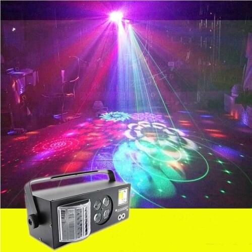 F&G LED Mini Stage Lights DJ Disco Strobe+Laser+Pattern+Butterfly 4in1 Effect Light For KTV Disco DJ Family Party Light Show