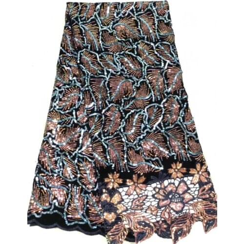 French net lace fabric super quality embroidered tulle lace fabric L-10617 with sequins
