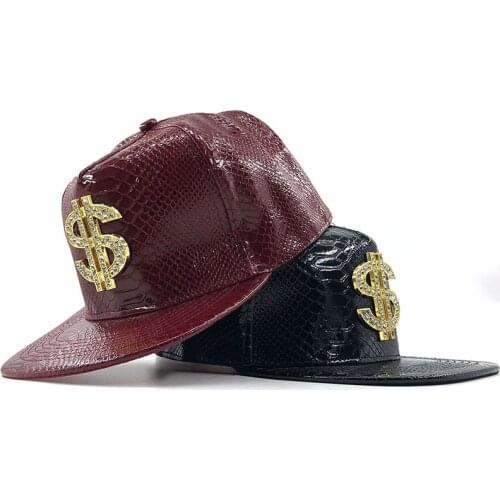 HotDoitbest Metal Golden dollar style mens Baseball Cap hip-hop cap leather Adjustable Snapback Hats for men and women