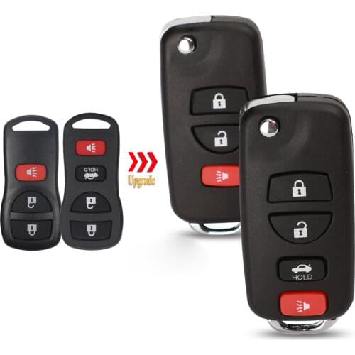 Kutery 3/4 Buttons Modified Flip Folding Remote Car Key Shell Case For Nissan Infiniti Xterra Frontier Muranon Pathfinder Titan