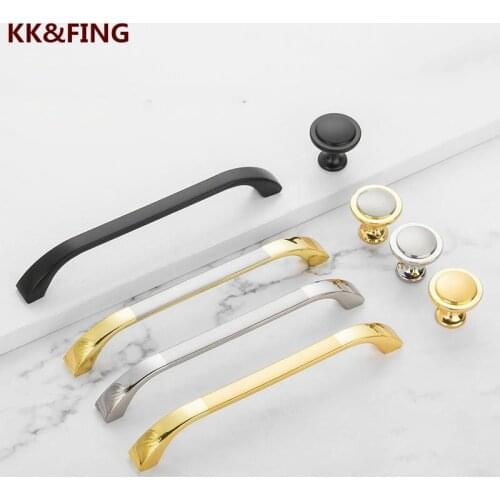 KK&FING Modern Simple Gold Nickel Brushed Kitchen Cabinet Door Knobs and Handles Zinc Alloy Cupboard Door Drawer Pulls Hardware