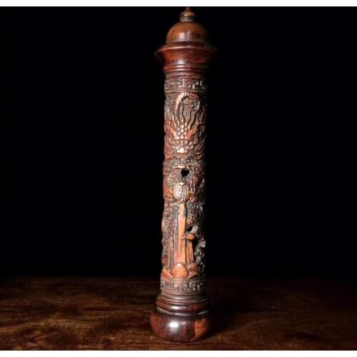 Collection of Chinese fine boxwood carving dragon pattern / lotus (incense tube) ornaments /No.1--No.3 (3 patterns)