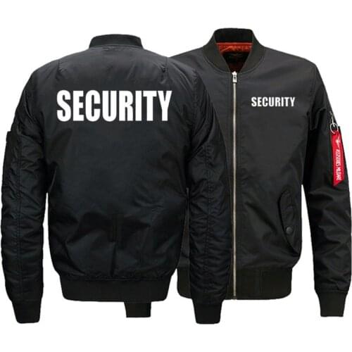 Security Uniform Jacket USA SIZE Mens Bomber Jackets Warm Zipper FLIGHT JACKET Winter thicken Men Coats Outwear Drop Ship