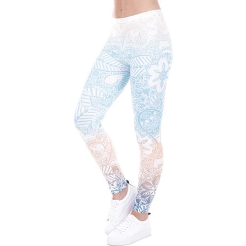 Brand Hot Sales Leggings Mandala Mint Print Fitness legging High Elasticity Leggins Legins Trouser Pants for women