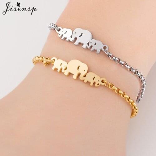 Trendy Jewelry Stainless Steel Elephant Strand Bracelets Bangles Lovely Animal Charm Bracelet for Women Jewelry Accessories