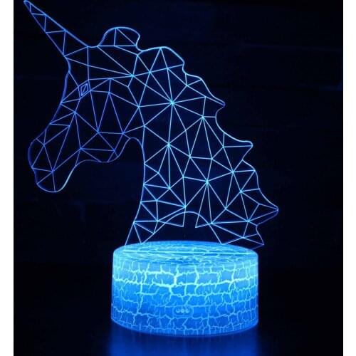 Cartoon Unicorn 3D LED Night Light 7 Color Acrylic USB Table Lamp for Children Xmas Gift Bedroom Birthday Decor Drop shipping