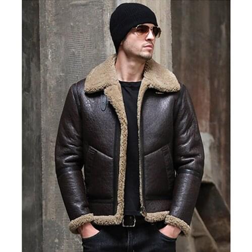 Thick Turn Down Collar 7xl Men Winter Real Sheepskin Fur Coat Black Genuine Leather Fur Clothing Natural Sheepskin Fur Outwear