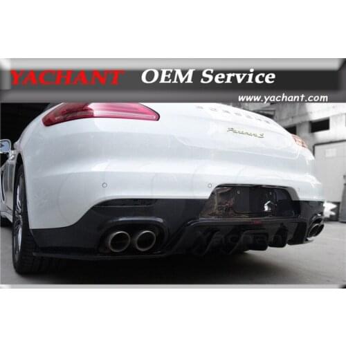 Car-Styling Carbon Fiber Body Kit Rear Bumper Lip Fit For 2014-2016 Panamera 970.2 YC Gemini Design Style Rear Lip