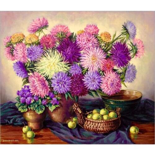 Embroidery Counted Cross Stitch Kits Needlework - Crafts 14 ct DMC color DIY Arts Handmade Decor - Asters and Chinese apples