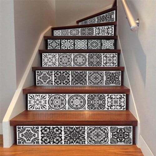 New Creative simple Self-adhesive staircase stickers DIY Black-white pattern style stickers staircase stickers stair decoration