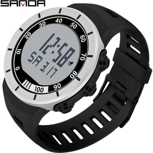 SANDA Digital Watch Men Stainless Steel Case Sport Watches For Men 50M Waterproof Alarm Military Wristwatch Relogio Masculino