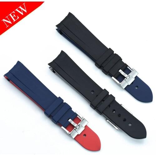 New Design High End Silicone Strap 20mm 22mm Waterproof Diving Double Color Rubber Watch Band For Omega Rolex Brand Watches Band