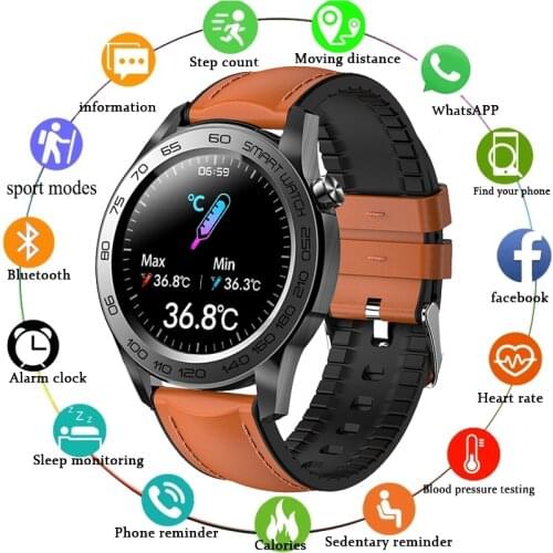 Full Touch Smart Watch Men GPS Track Recording Sport Fitness Tracker Temperature Monitor Heart Rate Smartwatch For Huawei Xiaomi