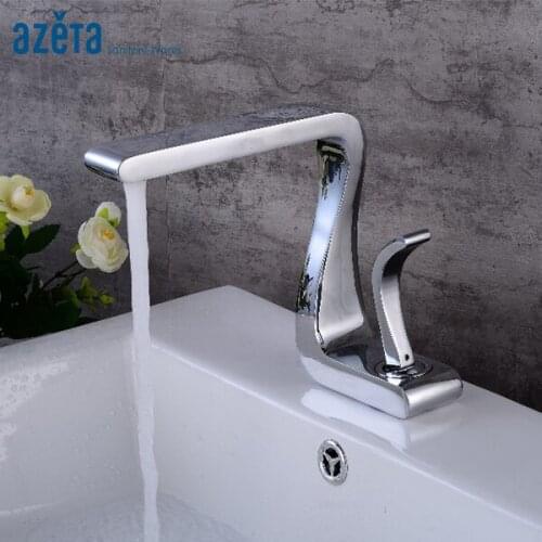 Bathroom Single Hole Deck Mounted Basin Faucet Lavatory Chrome Plated Brass Material Single Handle Washbasin Mixer Tap AT5606