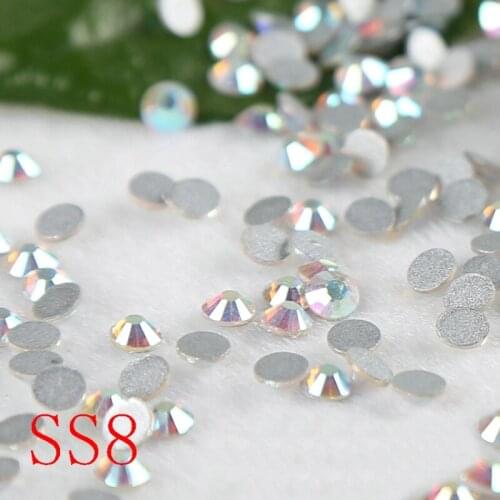SS8 1440pcs/lot Crystal AB rhinestone applique rhinestones Non Hot Fix FlatBack Rhinestones